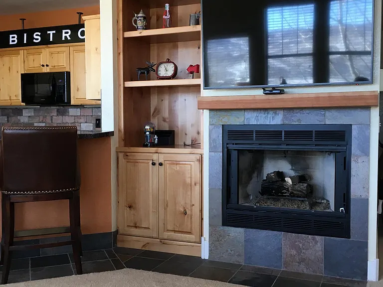Living room, dining room and kitchen