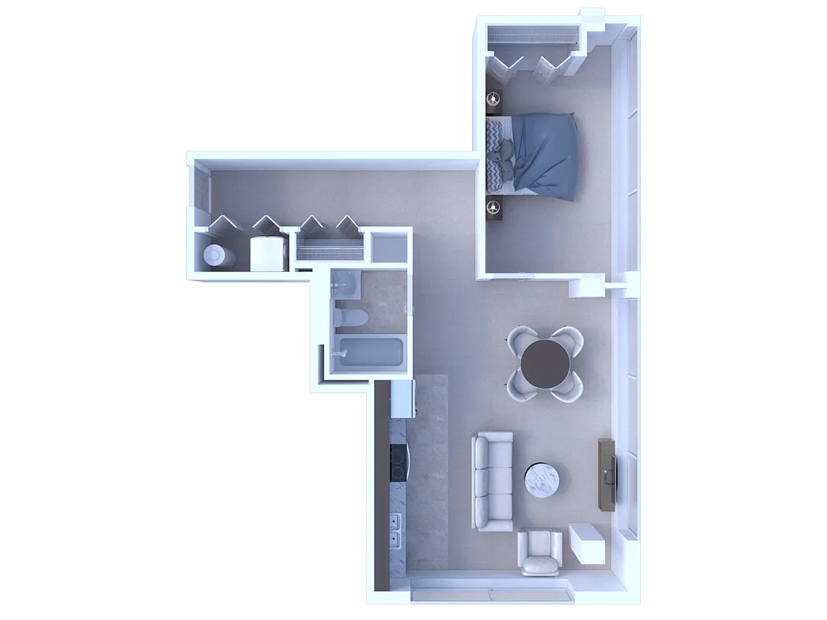 Floor plan 1 Bedroom/1 Bathroom - 904