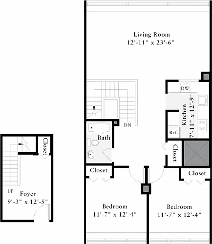 Floor plan The Lofts 2 Bedrooms Z