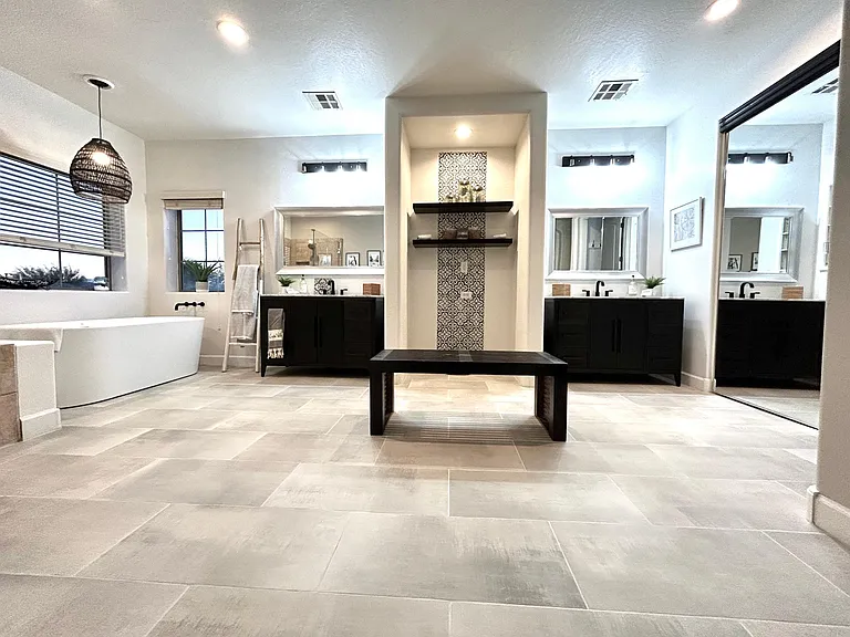Upstairs master bathroom with large walk in closet