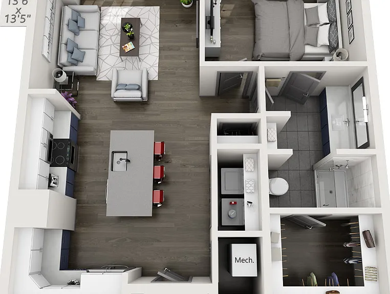 1T floor plan The Guild
