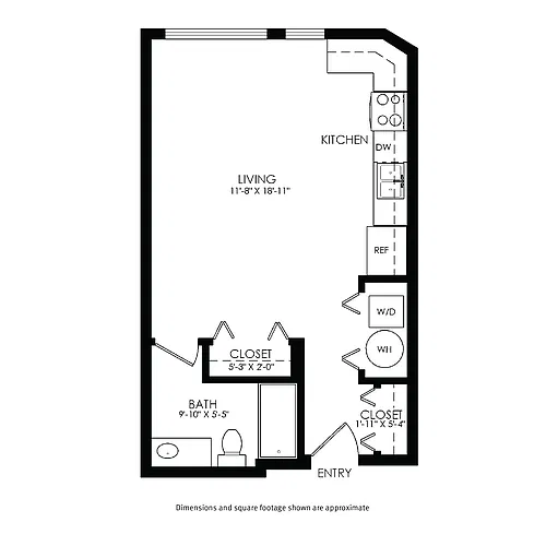 Floor plan Studio / 1 Bath