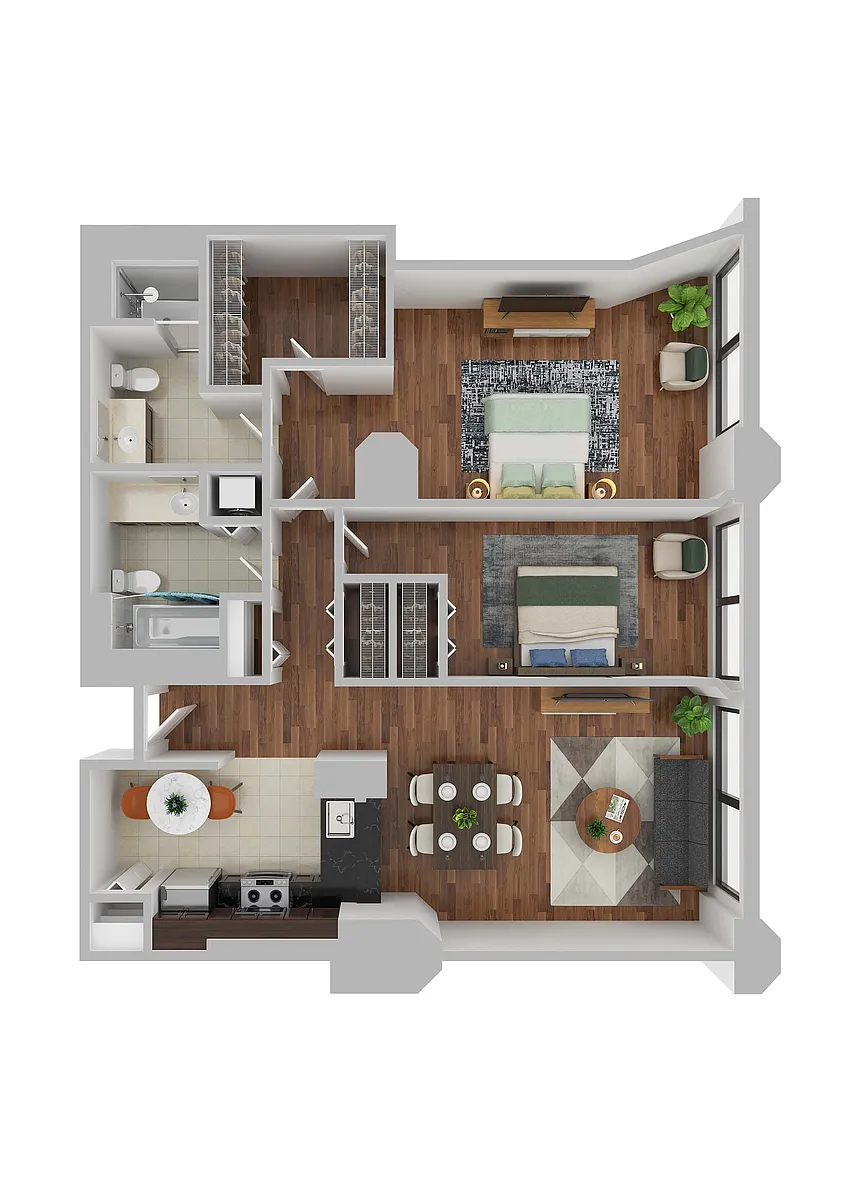 Floor plan 2 Bed 2 Bath A