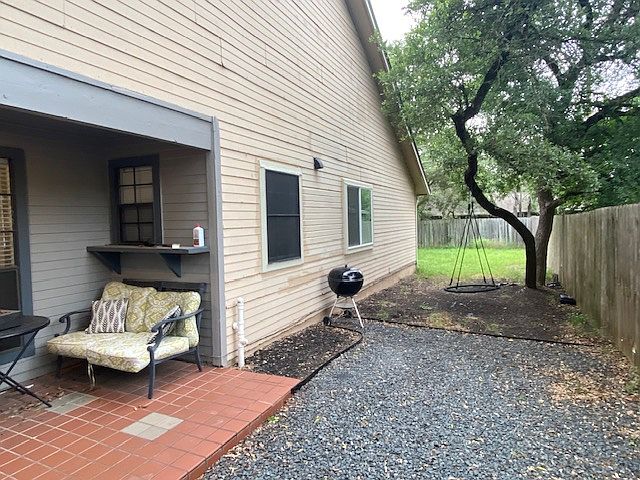 View from inside the yard gate