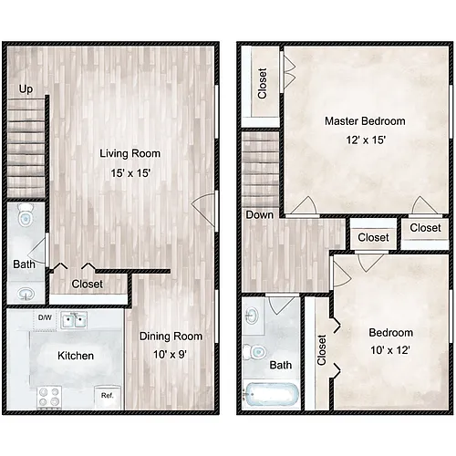 Floor plan Liberty 2 Bedroom Townhome
