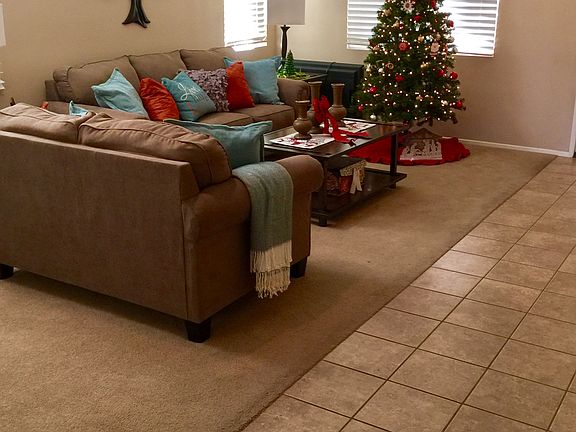 Tile and carpet downstairs