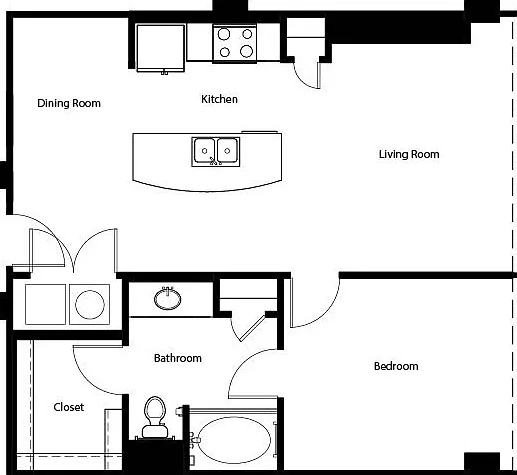 Gallery At Turtle Creek - A1O - 1 Beds - 1 Baths - 779 Sq. ft.