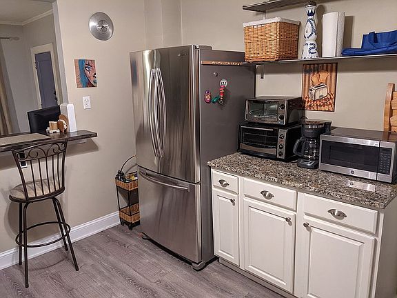Kitchen counter and fridge