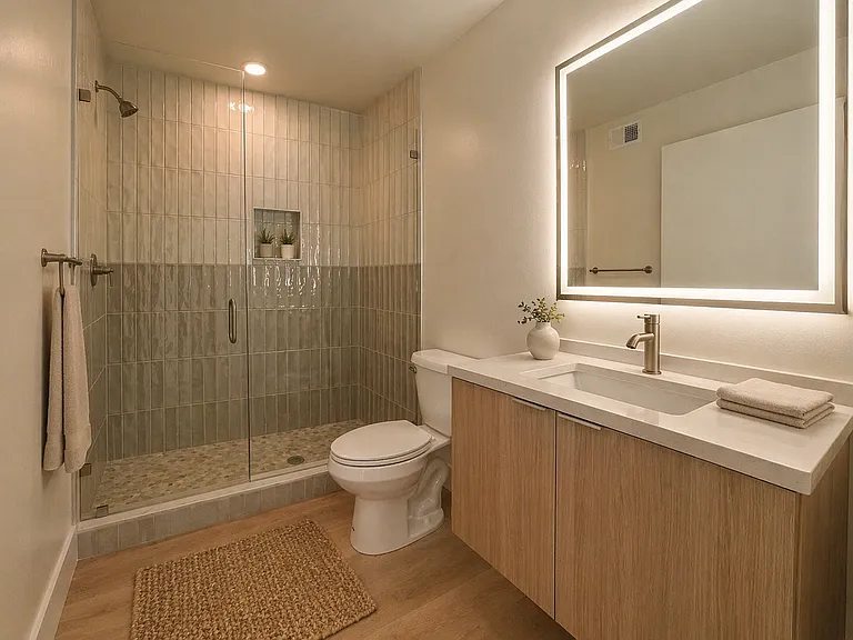 Primary Bathroom with Tiled Shower