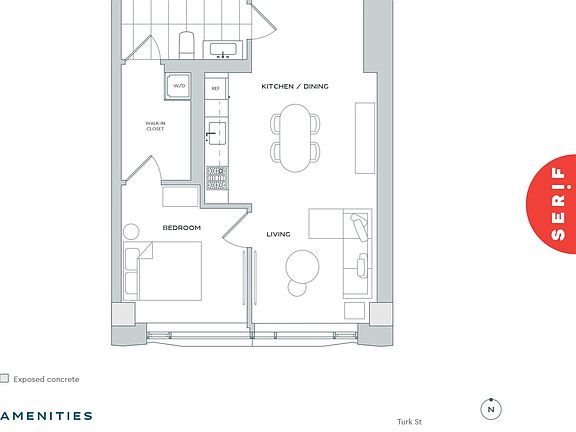 Type#05 One Bedroom/ One Bathroom Floor Plan