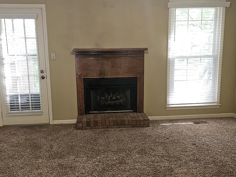 View from the kitchen to the large living room.