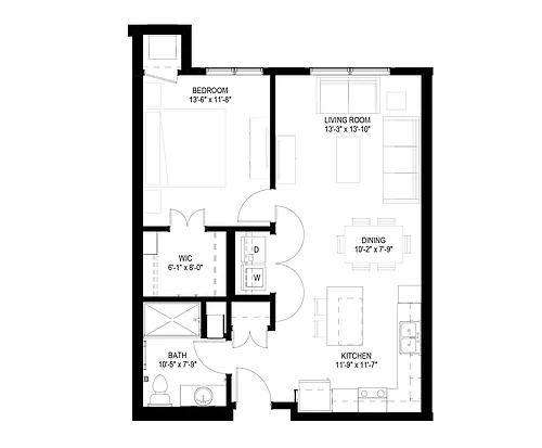 Floor plan One Bedroom - D (Accessible)