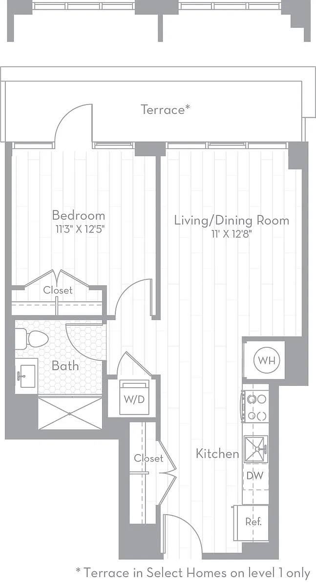 Floor plan 1 Bed/1 Bath-A04