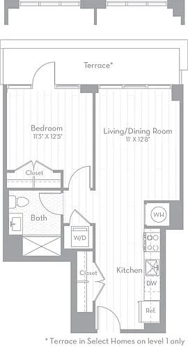 Floor plan 1 Bed/1 Bath-A04
