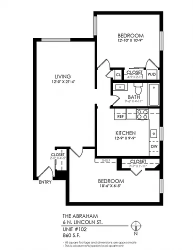 Floor plan 2 Bedroom - 1 Bathroom
