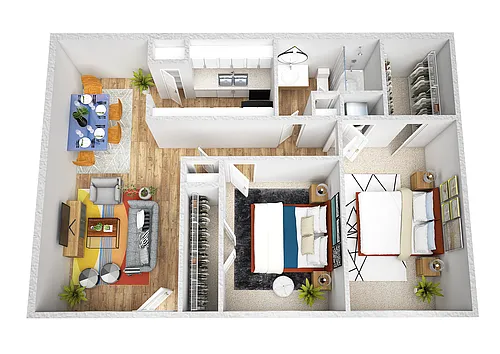 Floor plan 2 Bedroom 1 Bath