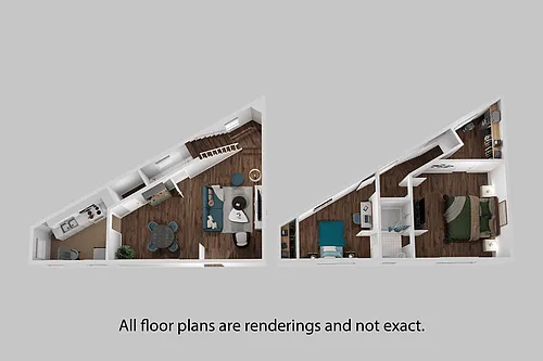 Floor plan Two Bedroom Townhouse - 1.5 Bathroom