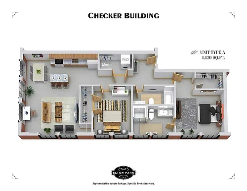 Floor plan The Checker Luxe - 2 Bed 2 Bath