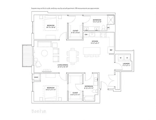 Floor plan 2 Bed 2 Bath Benton