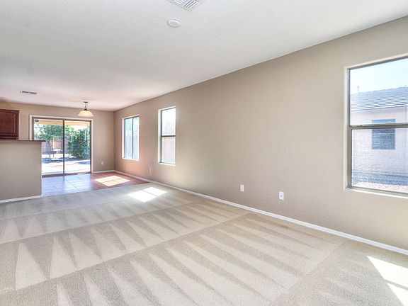 Open living room into dining area