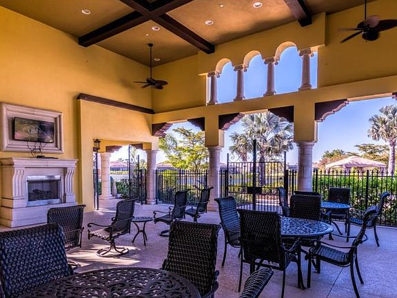 Rentable outdoor Clubhouse with fire place and TV.