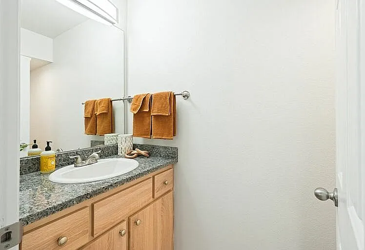 Experience luxury in this elegantly designed bathroom with quality fixtures.
