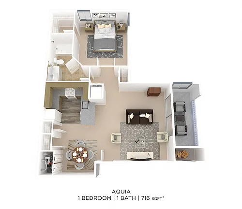 Floor plan One Bedroom - 716 sqft