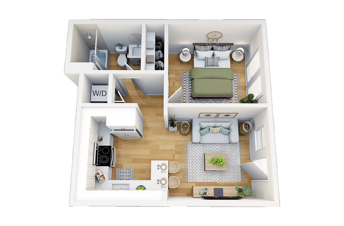 Floor plan 1 Bedroom, 1 Bath Plan A