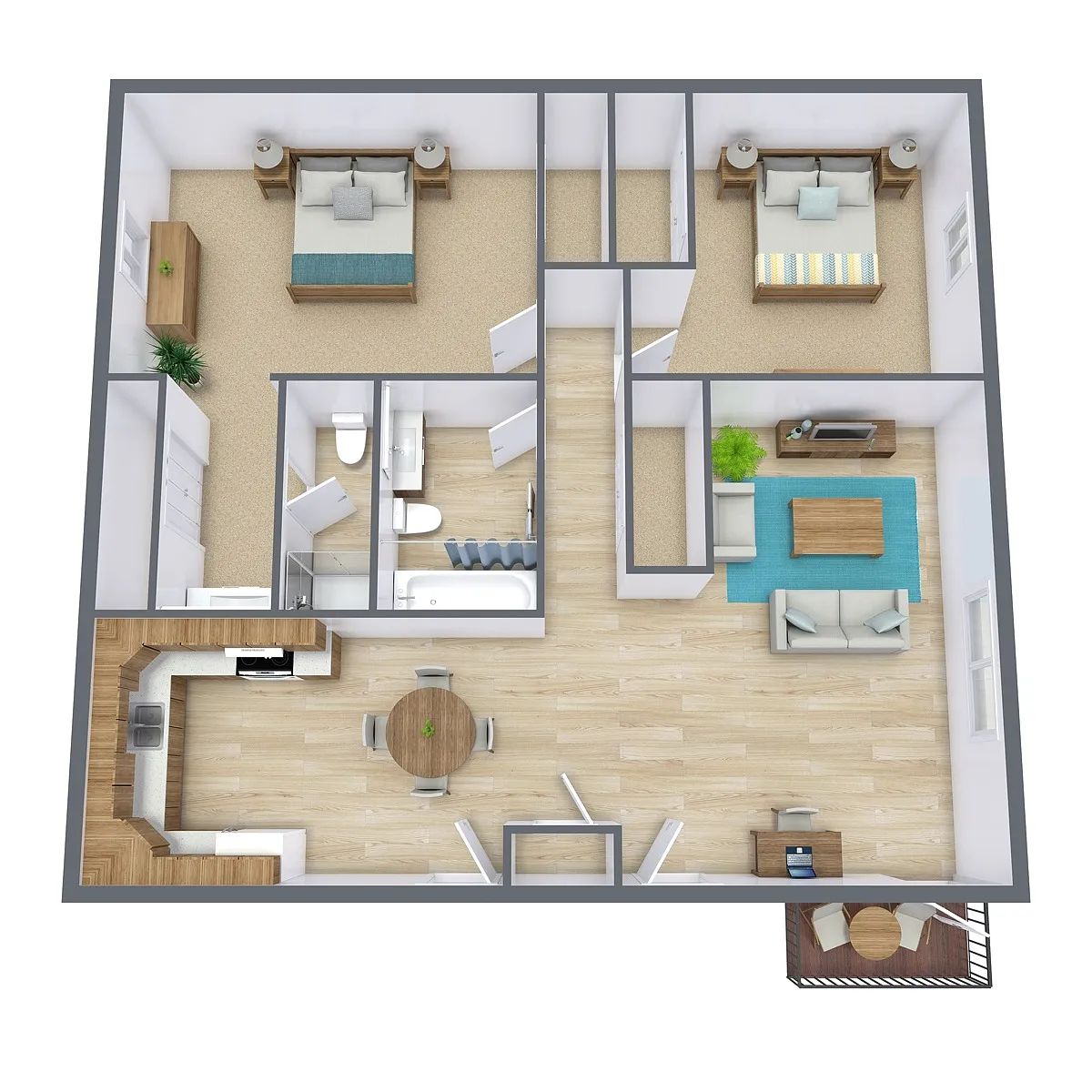 Floor plan Two Bedroom 22A