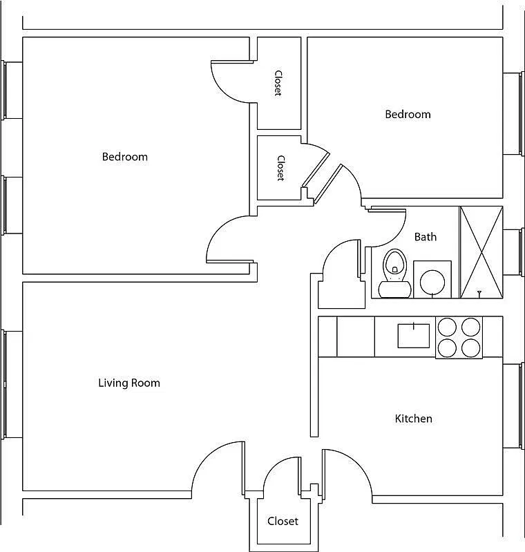 Floor plan Two Bed One Bath C