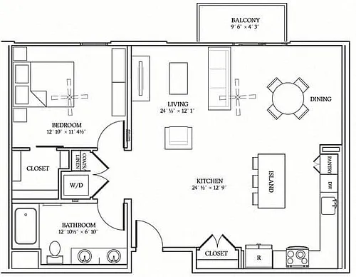 Floor plan ONE BEDROOM 18