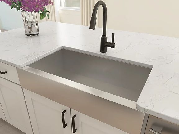 Stainless steel apron-front sink