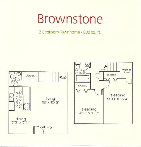 Floor plan 2 Bedroom Brownstone