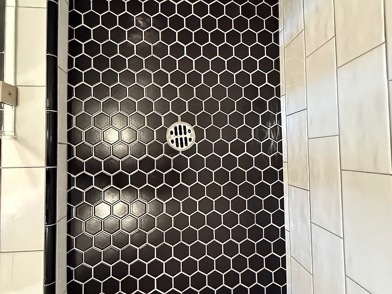 Gleaming Hexagon Shower Floor