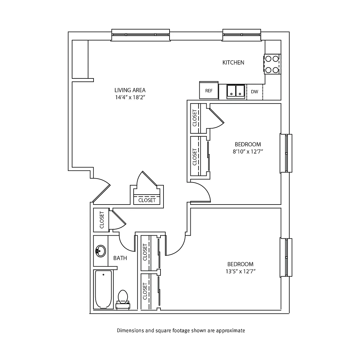 Floor plan 2 Bedroom / 1 Bath_916