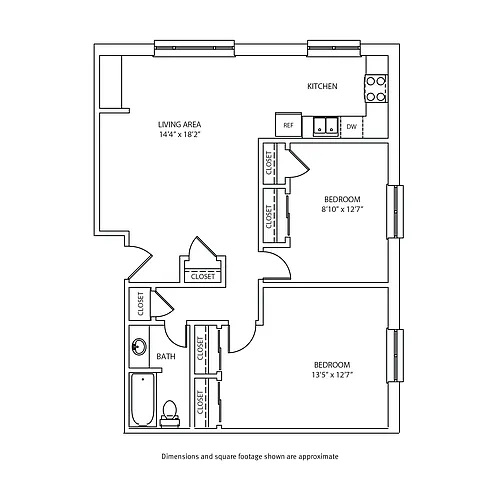 Floor plan 2 Bedroom / 1 Bath_916