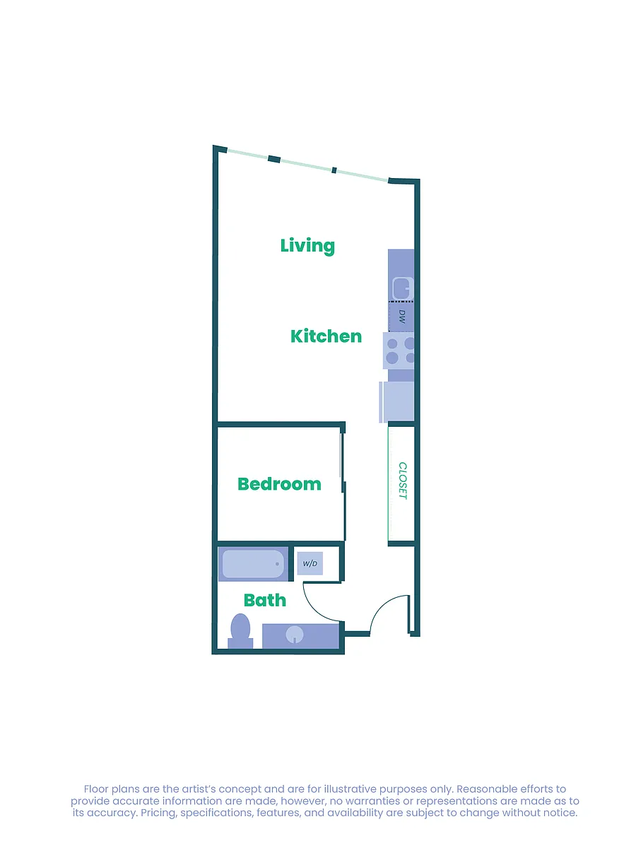 Floor plan The Teel - Open 1x1 - A7