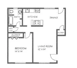 Floor plan 1 bed 1 bath