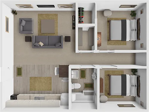 Floor plan MONTICELLO ARMS 2 BEDROOM 1 BATH A