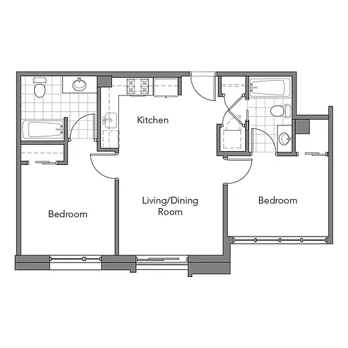 Floor plan 2 Bedroom/2Bathroom