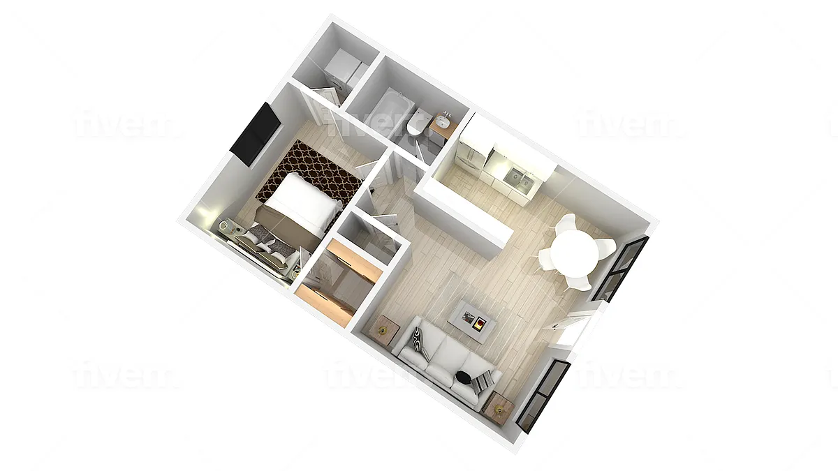 Floor plan 1 Bedroom Renovated
