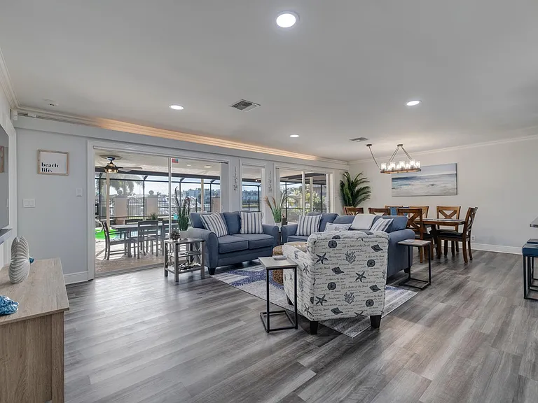 Open living and dining area.
