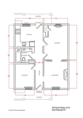 Floor plan 404 Center Street - 402-2