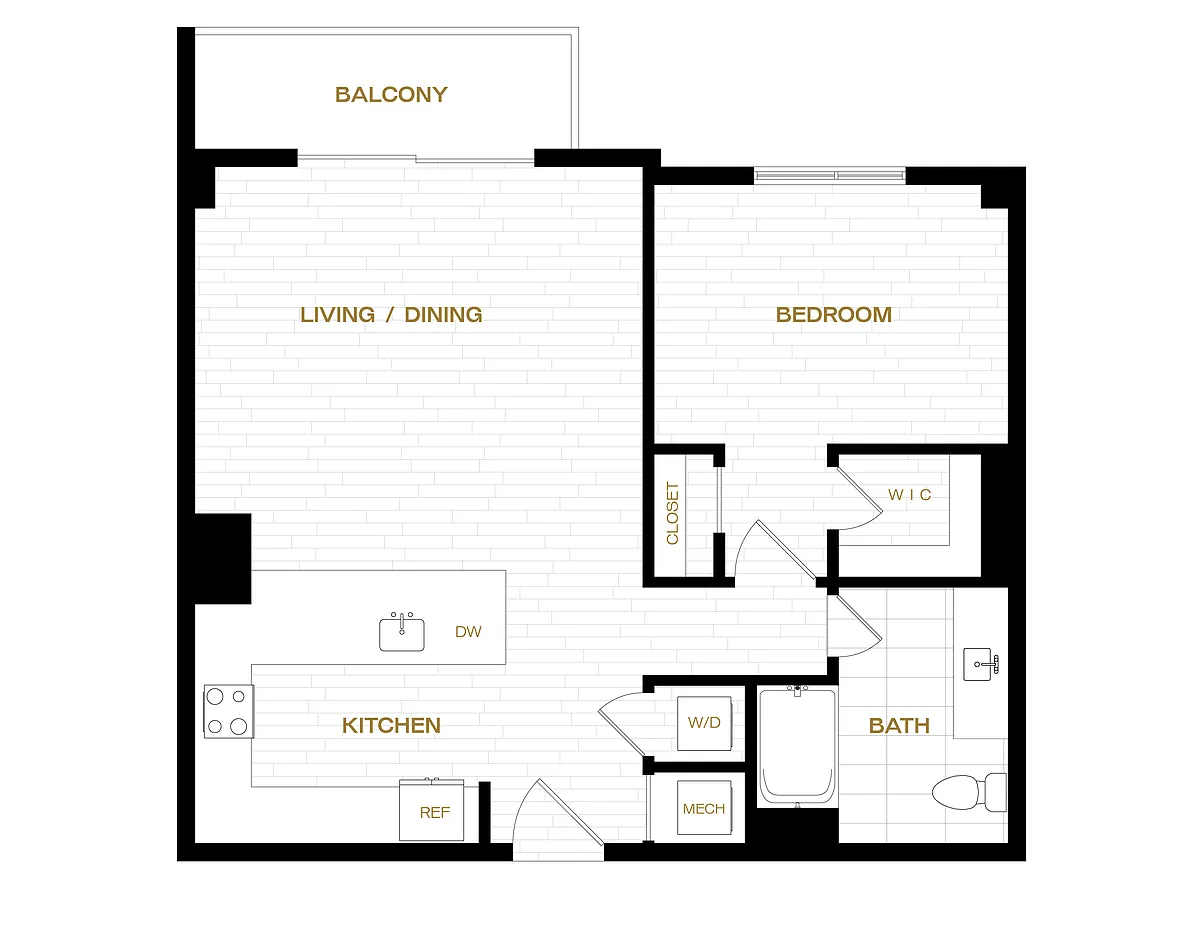 Floor plan 1 Bed/1 Bath-A12