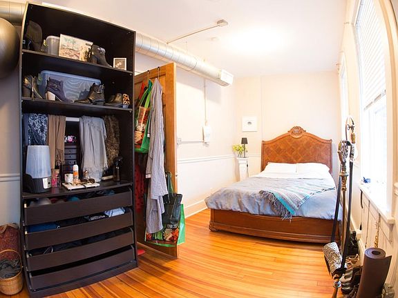 The bedroom, facing south.