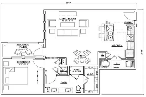 Floor plan One Bedroom/One Bath