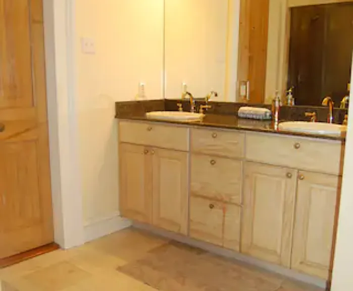 Upstairs bathroom double sink