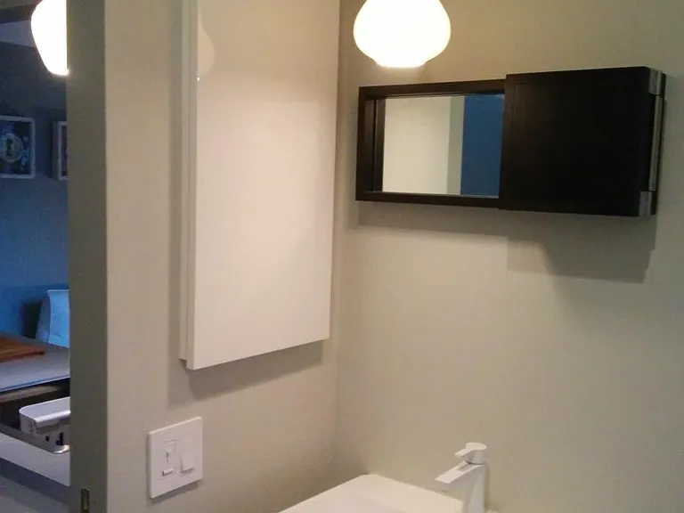Bathroom sink and medicine cabinet