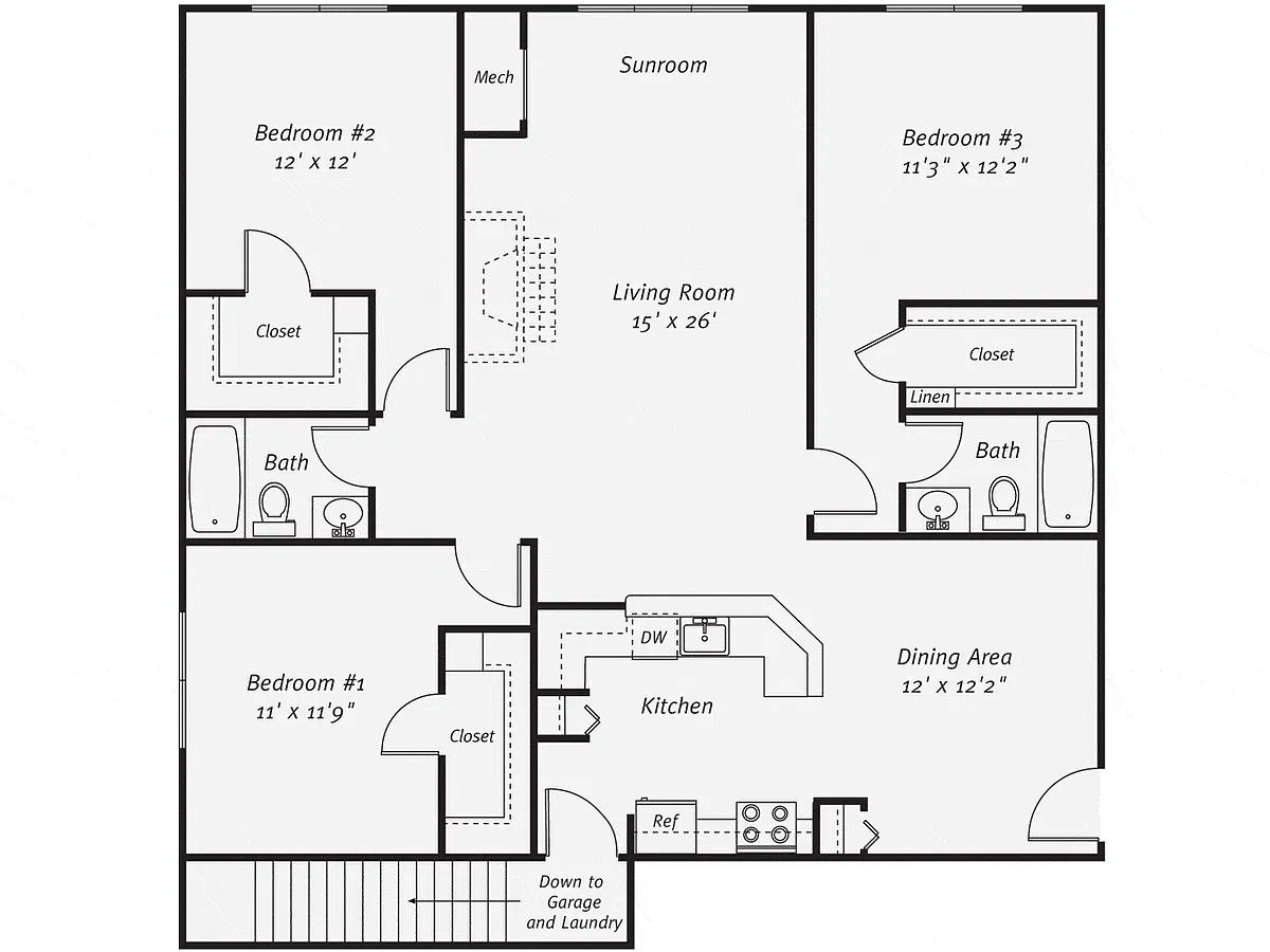 Floor plan 3 Bedroom 2 Bathroom