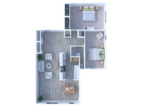 Floor plan 2 BR - 1 BTH